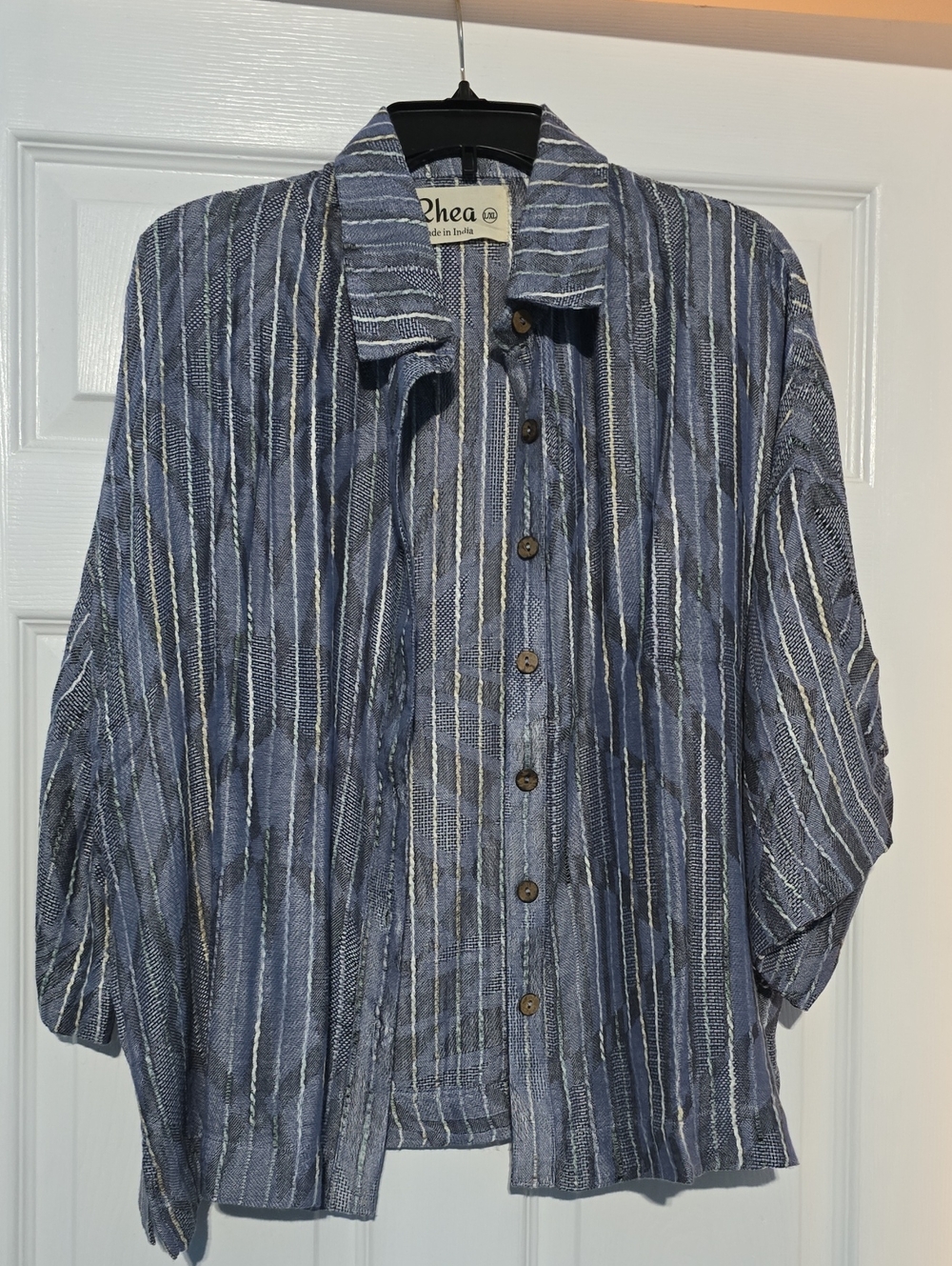 Rhea Blue Striped Button-Up Jacket